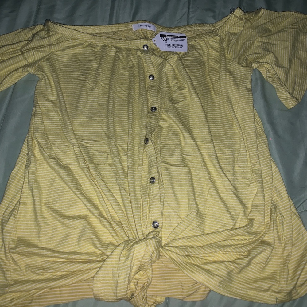 Cherish Off Shoulder Neon Striped Tie Top - NWT